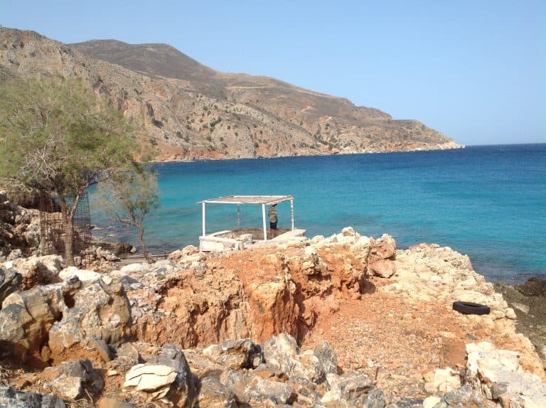Taverna decorated with stones and pebbles by local artist